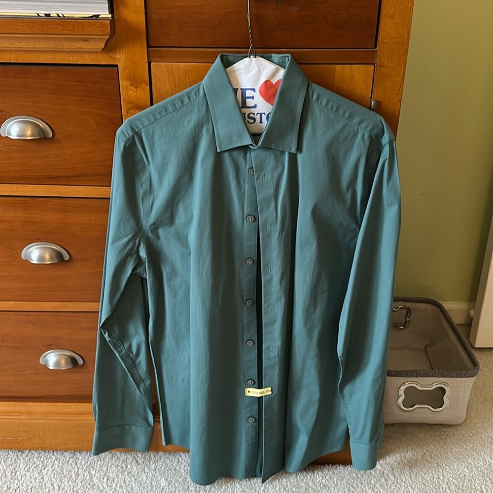 Men’s Express Slim IMX Deep Sage Green Dress Shirt - Size Small